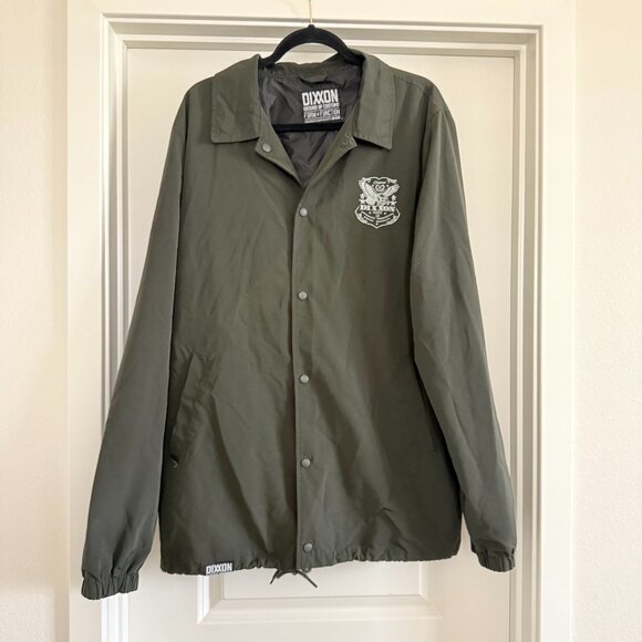 Dixxon Tall Large olive green utilitarian light jacket snap front FLAWED - Picture 1 of 16